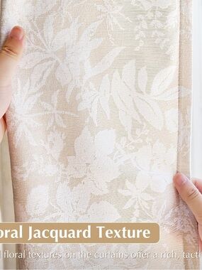Gray and white Floral Jacquard Wall Panel - Neutral Decorative Fabric 52x84